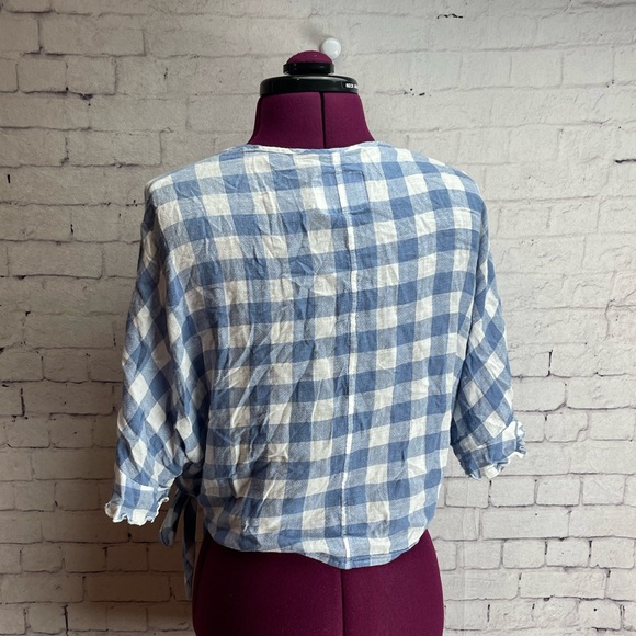 Rails Athena Periwinkle Check wrap blouse size large - Picture 4 of 8